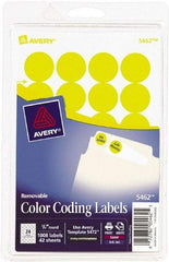 AVERY - 3/4" Wide x 3/4" Long, Yellow Paper Color Coding Labels - For Laser/Inkjet Printers - Best Tool & Supply