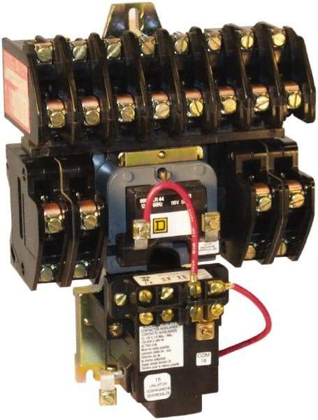 Square D - No Enclosure, 12 Pole, Mechanically Held Lighting Contactor - 20 A (Tungsten), 30 A (Fluorescent), 440 VAC at 50 Hz, 480 VAC at 60 Hz, 12NO Contact Configuration - Best Tool & Supply