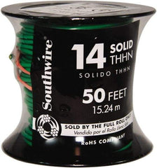 Southwire - THHN/THWN, 14 AWG, 15 Amp, 50' Long, Solid Core, 1 Strand Building Wire - Green, Thermoplastic Insulation - Best Tool & Supply