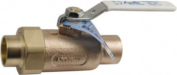 Conbraco - 2" Pipe, Standard Port, Bronze Single Union Ends Ball Valve - Bi-Directional, Union/Soldered x Union/Soldered Ends, Lever Handle, 600 WOG, 150 WSP - Best Tool & Supply