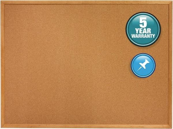 Quartet - 24" Wide x 18" High Open Cork Bulletin Board - Natural (Color) - Best Tool & Supply