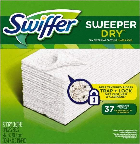 Swiffer - 8" Long x 10.4" Wide Microfiber Dust Mop Pad - Snap-On, White, Rectangular Head - Best Tool & Supply