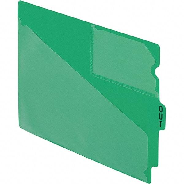 Pendaflex - 8-1/2 x 11" 50 Tabs, Unpunched, End Tab Out Guides with Pockets - Green - Best Tool & Supply