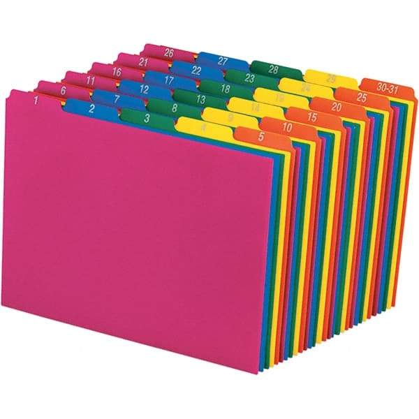 Pendaflex - 8-1/2 x 11" 31 Tabs, Unpunched, Preprinted Divider - Assorted Color Tabs, Assorted Folder - Best Tool & Supply