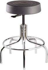 Bevco - 14 Inch Wide x 14-1/2 Inch Deep x 30 Inch High, Tubular Chrome Base, Adjustable Height Swivel Stool - Polyurethane Seat, Graphite - Best Tool & Supply