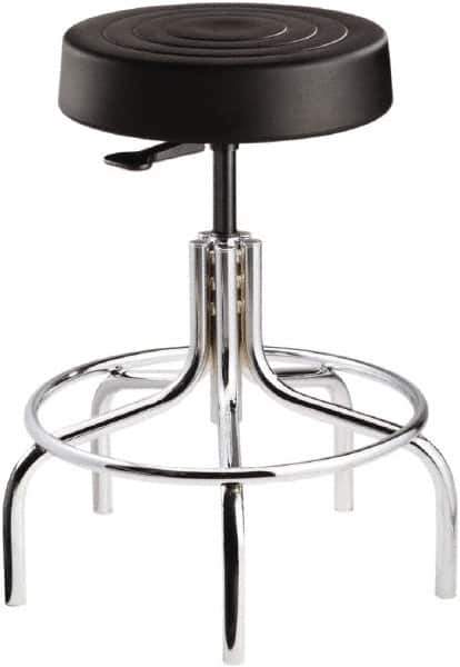 Bevco - 14 Inch Wide x 14-1/2 Inch Deep x 30 Inch High, Tubular Chrome Base, Adjustable Height Swivel Stool - Polyurethane Seat, Black - Best Tool & Supply