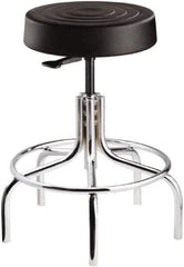 Bevco - 14 Inch Wide x 14-1/2 Inch Deep x 30 Inch High, Tubular Chrome Base, Adjustable Height Swivel Stool - Polyurethane Seat, Black - Best Tool & Supply