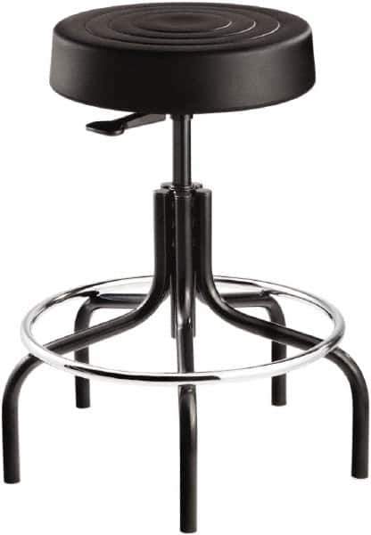 Bevco - 14 Inch Wide x 14-1/2 Inch Deep x 30 Inch High, Tubular Steel Base, Adjustable Height Swivel Stool - Polyurethane Seat, Black - Best Tool & Supply