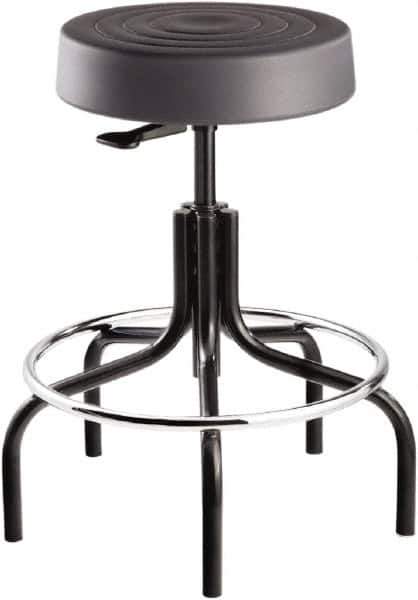 Bevco - 14 Inch Wide x 14-1/2 Inch Deep x 30 Inch High, Tubular Steel Base, Adjustable Height Swivel Stool - Polyurethane Seat, Graphite - Best Tool & Supply