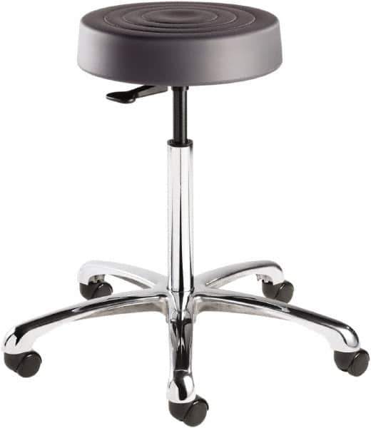 Bevco - 14 Inch Wide x 14-1/2 Inch Deep x 33 Inch High, Polished Aluminum Base, Adjustable Height Swivel Stool - Polyurethane Seat, Graphite - Best Tool & Supply