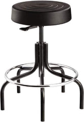 Bevco - 14 Inch Wide x 14-1/2 Inch Deep x 25 Inch High, Tubular Steel Base, Adjustable Height Swivel Stool - Polyurethane Seat, Black - Best Tool & Supply