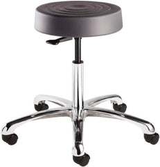 Bevco - 14 Inch Wide x 14-1/2 Inch Deep x 22-1/2 Inch High, Polished Aluminum Base, Adjustable Height Swivel Stool - Polyurethane Seat, Graphite - Best Tool & Supply