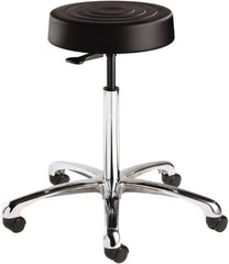 Bevco - 14 Inch Wide x 14-1/2 Inch Deep x 27-3/4 Inch High, Polished Aluminum Base, Adjustable Height Swivel Stool - Polyurethane Seat, Black - Best Tool & Supply