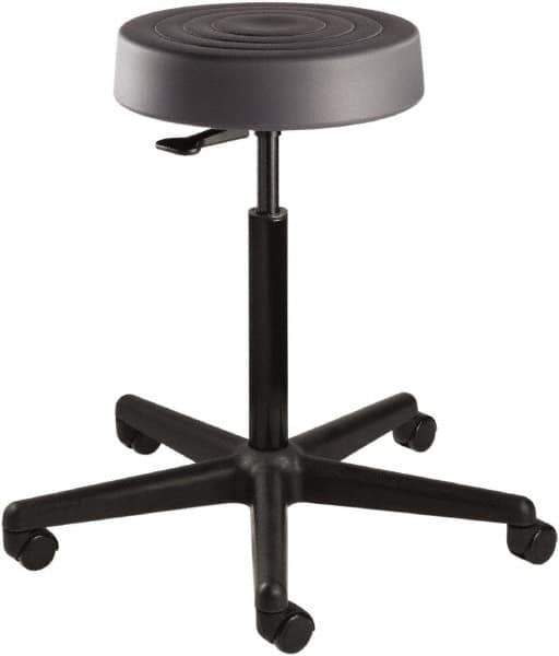 Bevco - 14 Inch Wide x 14-1/2 Inch Deep x 34 Inch High, Reinforced Black Nylon Base, Adjustable Height Swivel Stool - Polyurethane Seat, Graphite - Best Tool & Supply