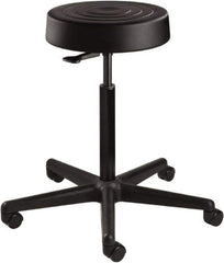 Bevco - 14 Inch Wide x 14-1/2 Inch Deep x 34 Inch High, Reinforced Black Nylon Base, Adjustable Height Swivel Stool - Polyurethane Seat, Black - Best Tool & Supply