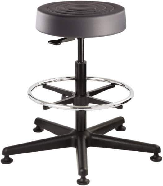 Bevco - 14 Inch Wide x 14-1/2 Inch Deep x 28-1/4 Inch High, Reinforced Black Nylon Base, Adjustable Height Swivel Stool - Polyurethane Seat, Graphite - Best Tool & Supply