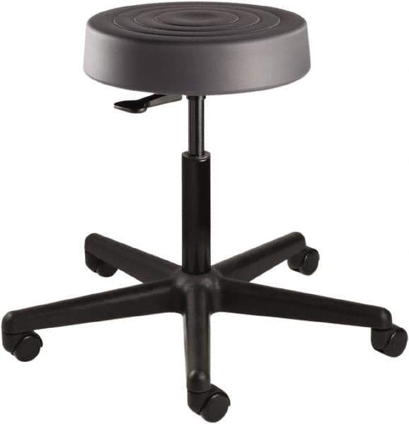 Bevco - 14 Inch Wide x 14-1/2 Inch Deep x 22-1/2 Inch High, Reinforced Black Nylon Base, Adjustable Height Swivel Stool - Polyurethane Seat, Graphite - Best Tool & Supply