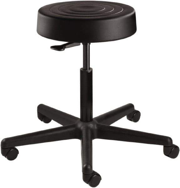 Bevco - 14 Inch Wide x 14-1/2 Inch Deep x 22-1/2 Inch High, Reinforced Black Nylon Base, Adjustable Height Swivel Stool - Polyurethane Seat, Black - Best Tool & Supply