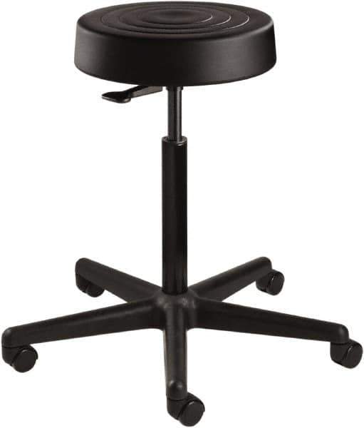 Bevco - 14 Inch Wide x 14-1/2 Inch Deep x 28-1/4 Inch High, Reinforced Black Nylon Base, Adjustable Height Swivel Stool - Polyurethane Seat, Black - Best Tool & Supply