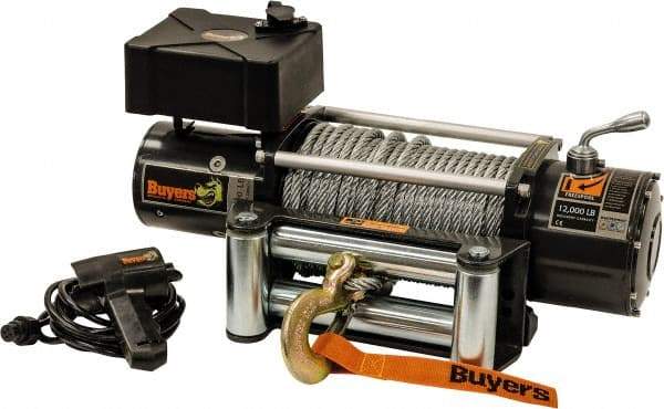 Buyers Products - 12,000 Lb Capacity, 100' Cable Length, Automotive DC Electric Winch - 12 Volts - Best Tool & Supply