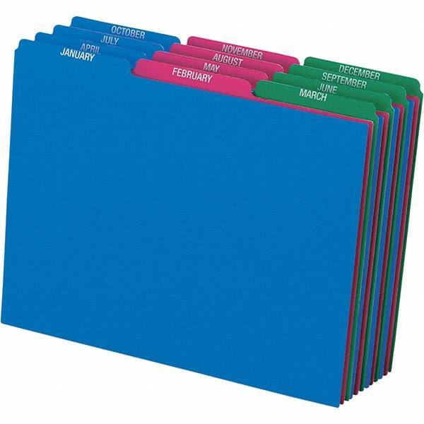 Pendaflex - 8-1/2 x 11" 12 Tabs, Unpunched, Preprinted Divider - Assorted Color Tabs, Assorted Folder - Best Tool & Supply