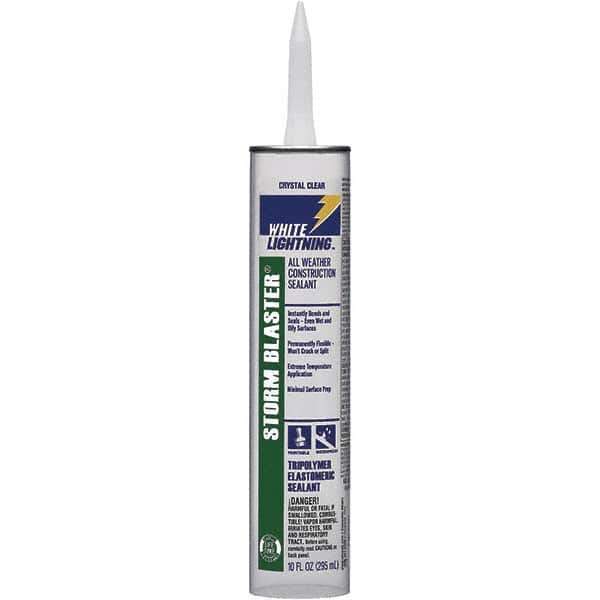 White Lightning - 10 oz Tube Clear Tetrachloroethylene Caulk - -40 to 180°F Operating Temp, 120 min Tack Free Dry Time, 96 hr Full Cure Time - Best Tool & Supply