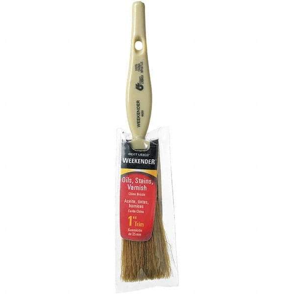 Bestt-Liebco - 1" Flat Hog Trim Brush - Wood Kaiser Handle - Best Tool & Supply