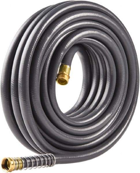 Fiskars - 100' Long Commercial Hose - 5/8" Diam, 3/4" GHT, Rubber/Vinyl, 500 psi, All Season, Gray - Best Tool & Supply