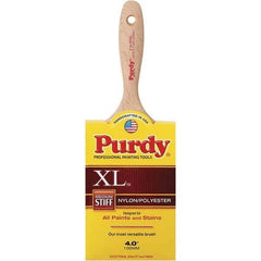 Purdy - 4" Flat Synthetic Trim Brush - 3-11/16" Bristle Length, 3-3/16" Wood Beavertail Handle - Best Tool & Supply