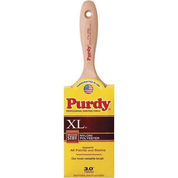 Purdy - 3" Flat Synthetic Trim Brush - 3-3/16" Bristle Length, 3" Wood Beavertail Handle - Best Tool & Supply