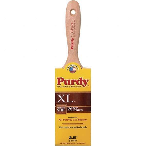 Purdy - 2-1/2" Flat Synthetic Wall Brush - 3-7/16" Bristle Length, 3-7/16" Wood Beavertail Handle - Best Tool & Supply