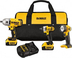 DeWALT - 20 Volt Cordless Tool Combination Kit - Includes 1/2" Impact Wrench, 3/8" Impact Driver & LED Worklight, Lithium-Ion Battery Included - Best Tool & Supply