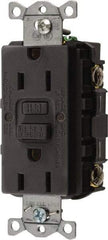 Hubbell Wiring Device-Kellems - 1 Phase, 5-15R NEMA, 125 VAC, 15 Amp, GFCI Receptacle - 2 Pole, Back and Side Wiring, Commercial Grade - Best Tool & Supply