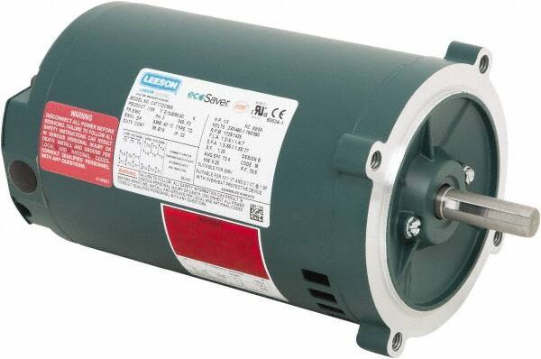 Leeson - 1/3 Max hp, 1,800 Max RPM, Premium Efficient Electric AC DC Motor - 230/460 V Input, Three Phase, S56C Frame, C-Face Mount, ODP Enclosure - Best Tool & Supply