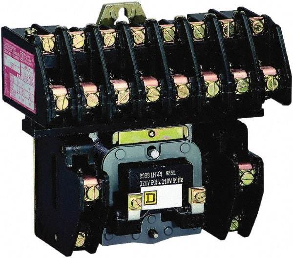 Square D - No Enclosure, 10 Pole, Electrically Held Lighting Contactor - 20 A (Tungsten), 30 A (Fluorescent), 220 VAC at 50 Hz, 240 VAC at 60 Hz, 10NO Contact Configuration - Best Tool & Supply