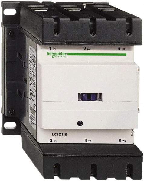 Schneider Electric - 3 Pole, 24 Coil VDC, 115 Amp at 440 VAC, Nonreversible IEC Contactor - Bureau Veritas, CCC, CSA, CSA C22.2 No. 14, DNV, EN/IEC 60947-4-1, EN/IEC 60947-5-1, GL, GOST, LROS, RINA, RoHS Compliant, UL 508, UL Listed - Best Tool & Supply