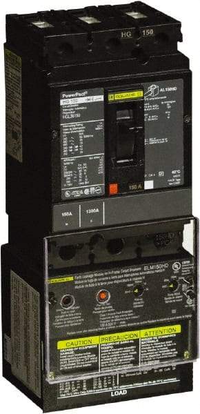 Square D - 150 Amp, 250 VDC, 600 VAC, 3 Pole, Panel Mount Molded Case Circuit Breaker - Thermal Magnetic Trip, Multiple Breaking Capacity Ratings, 14-3/0 AWG - Best Tool & Supply