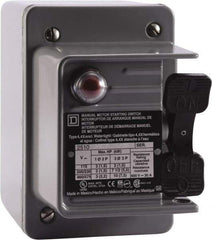 Square D - 2 Poles, 30 Amp, NEMA, Enclosed Toggle Manual Motor Starter - 1 hp at 90 VDC, 1-1/2 hp at 230 VDC, 2 hp at 115 VAC, 2 hp at 115 VDC, 2 hp at 230 VAC, 3 hp at 460 VAC & 3 hp at 575 VAC, CE, CSA, NEMA 4 & UL Listed - Best Tool & Supply