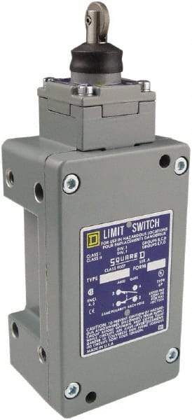 Square D - DPDT, 2NC/2NO, 600 Volt Screw Terminal, Roller Plunger Actuator, General Purpose Limit Switch - 1, 2, 4, 6, 12, 13, 6P NEMA Rating, IP67 IPR Rating - Best Tool & Supply