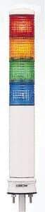 Schneider Electric - Blue, Green, Orange & Red LED Flashing & Steady Stackable Tower Light with Buzzer - 70 to 85 dB, Base Mount, IP54, 24V, 14 to 122°F - Best Tool & Supply