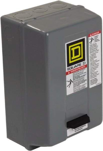 Square D - 600 Coil VAC, 27 Amp, NEMA Size 1, Enclosed Enclosure NEMA Motor Starter - 1 Phase hp: 7 1/2 at 200 Volt, 7 1/2 at 230 Volt, 3 Phase hp: 10 at 460 Volt, 10 at 575 Volt, 1 Enclosure Rating - Best Tool & Supply