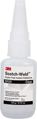 3M - 0.71 oz Bottle Clear Instant Adhesive - Series Part Number SF20, 3 to 30 sec Working Time, 24 hr Full Cure Time - Best Tool & Supply