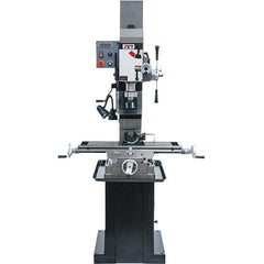 Jet - 1 Phase, 19-11/16" Swing, Geared Head Mill Drill Combination - 32-1/4" Table Length x 9-1/2" Table Width, 20-1/2" Longitudinal Travel, 8-1/4" Cross Travel, Variable Spindle Speeds, 1.5 hp, 115/230 Volts - Best Tool & Supply