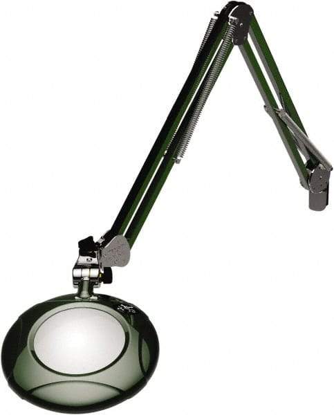 O.C. White - 43 Inch, Spring Suspension, Clamp on, LED, Racing Green, Magnifying Task Light - 8 Watt, 7.5 and 15 Volt, 2x Magnification, 5 Inch Long - Best Tool & Supply