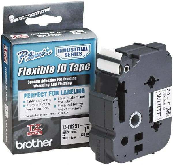 Brother - 1" Wide x 314.4" Long, White Plastic/Paper Tape Cassette - For Label Maker - Best Tool & Supply