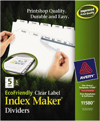 AVERY - 11 x 8 1/2" 1 to 5" Label, 5 Tabs, 3-Hole Punched, Customizable Divider