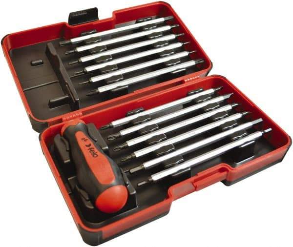 Felo - 13 Piece, 1/4" Drive Screwdriver Bit Set - #1 to #3 Phillips, 3 to 6mm Hex, T6 to T40 Torx, #1, #2 & #3 Pozidriv, 5/32, 7/32 & 1/4" Slotted - Best Tool & Supply