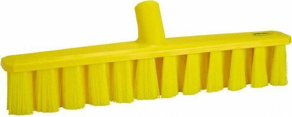 Vikan - 15.25" Fine Particle Polyester Push Broom - 1-7/8" Bristle Length, Plastic Block, European Threaded Handle Connection, Handle Sold Separately - Best Tool & Supply