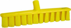 Vikan - 15.25" Fine Particle Polyester Push Broom - 1-7/8" Bristle Length, Plastic Block, European Threaded Handle Connection, Handle Sold Separately - Best Tool & Supply