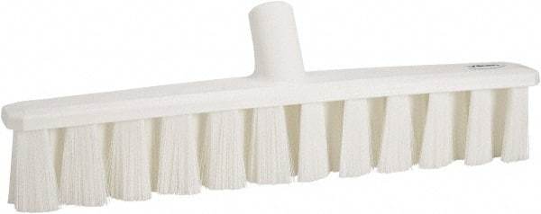 Vikan - 15.25" Fine Particle Polyester Push Broom - 1-7/8" Bristle Length, Plastic Block, European Threaded Handle Connection, Handle Sold Separately - Best Tool & Supply